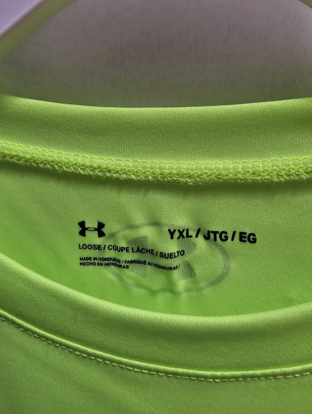 Under Armour Bright Lime Green Athletic Tee Youth XL - Picture 3 of 4